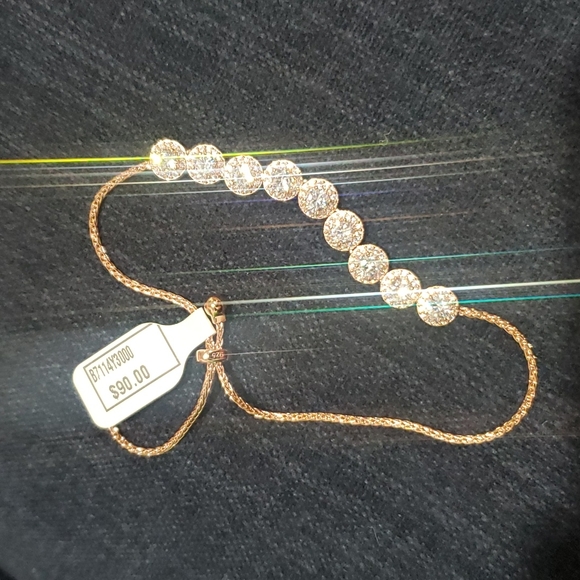 Rose Gold Sterling Silver pull chain tennis bracelet Brand New - Picture 4 of 4